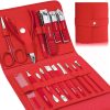 Manicure and Pedicure Set 16 pcs Stainless  Steel - Red