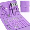 Manicure and Pedicure Set 16 pcs Stainless  Steel - Purple